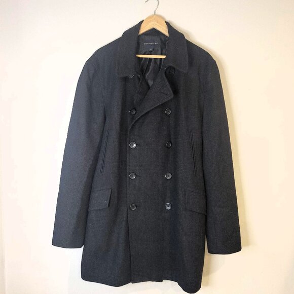 Banana Republic Wool Blend Topcoat, Mens XL, Blackwatch Plaid - Picture 1 of 10